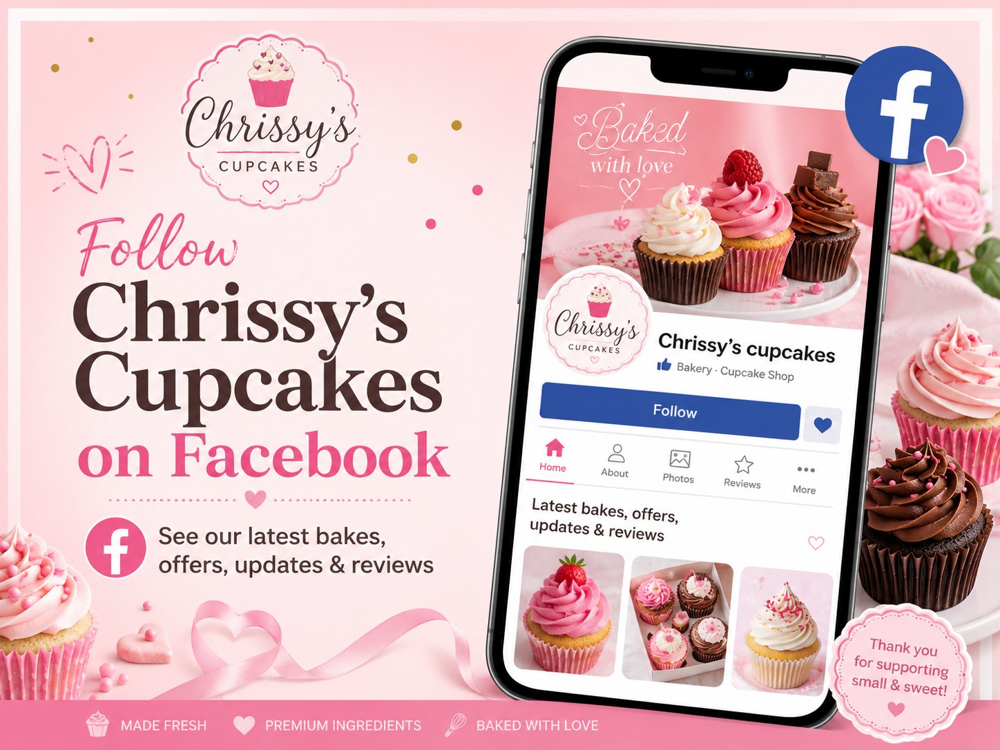 Follow Chrissy's Cupcakes on Facebook